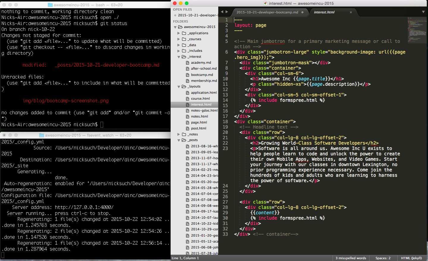 Terminal and Sublime Text, tools of the web development trade